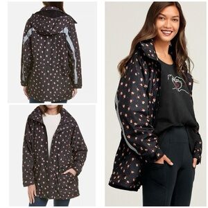 EUC Cabi Rainy Day Reflective Floral‎ Hoodie Full Zip Rain Jacket Oversized XS​